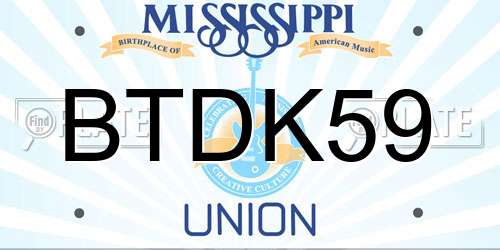 BTDK59 Mississippi License Plate