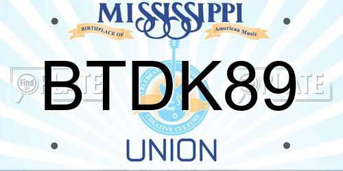 BTDK89 Mississippi License Plate