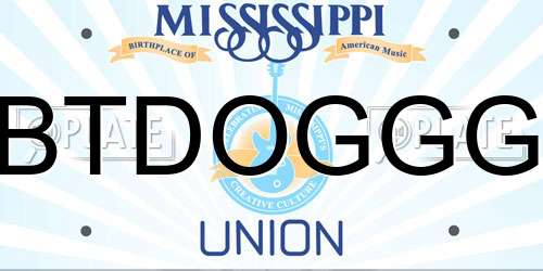 BTDOGGG Mississippi License Plate