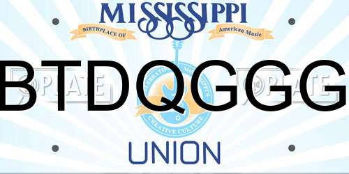 BTDQGGG Mississippi License Plate