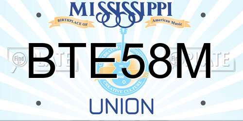 BTE58M Mississippi License Plate