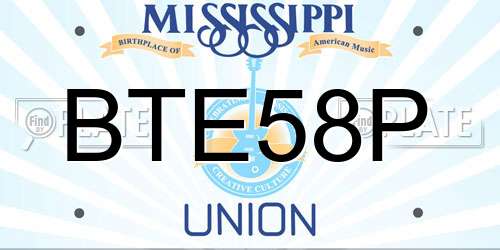 BTE58P Mississippi License Plate