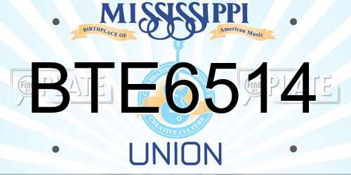 BTE6514 Mississippi License Plate