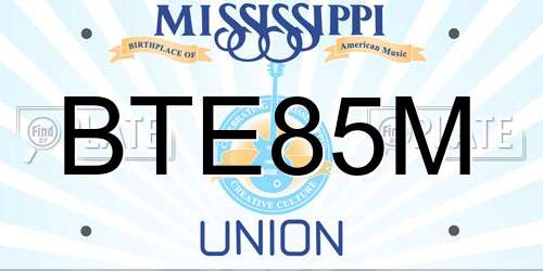 BTE85M Mississippi License Plate