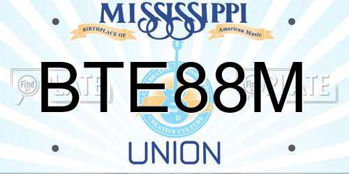 BTE88M Mississippi License Plate