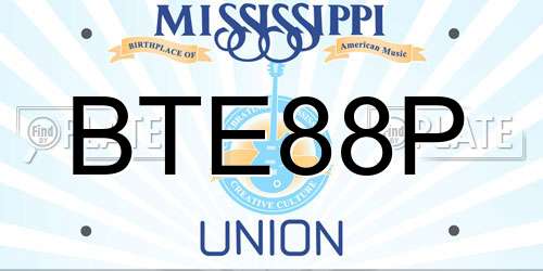 BTE88P Mississippi License Plate