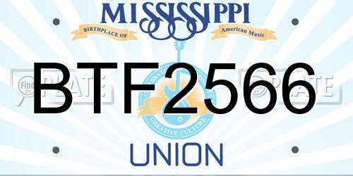 BTF2566 Mississippi License Plate