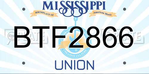 BTF2866 Mississippi License Plate