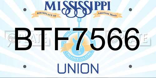 BTF7566 Mississippi License Plate