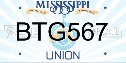 BTG567 Mississippi License Plate