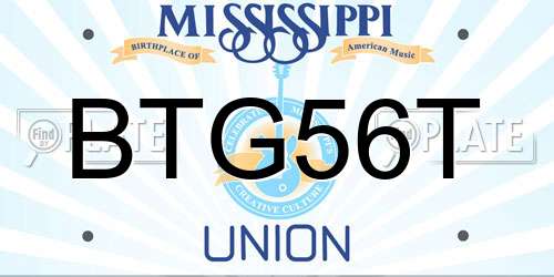 BTG56T Mississippi License Plate