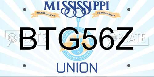 BTG56Z Mississippi License Plate