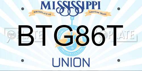 BTG86T Mississippi License Plate