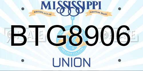 BTG8906 Mississippi License Plate