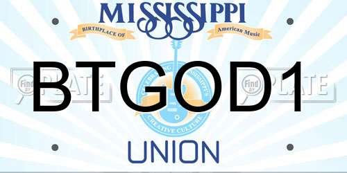 BTGOD1 Mississippi License Plate