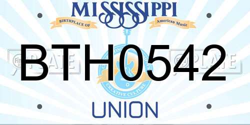 BTH0542 Mississippi License Plate