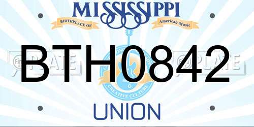 BTH0842 Mississippi License Plate