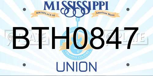 BTH0847 Mississippi License Plate
