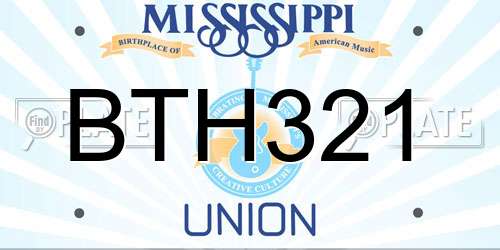 BTH321 Mississippi License Plate