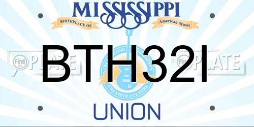 BTH32I Mississippi License Plate