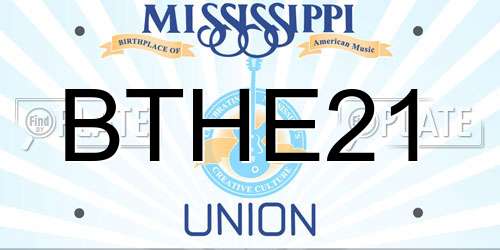 BTHE21 Mississippi License Plate