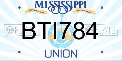 BTI784 Mississippi License Plate