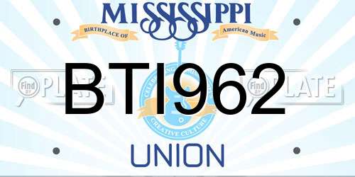 BTI962 Mississippi License Plate