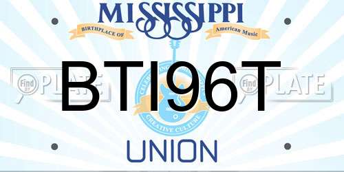 BTI96T Mississippi License Plate