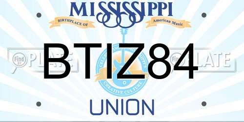BTIZ84 Mississippi License Plate