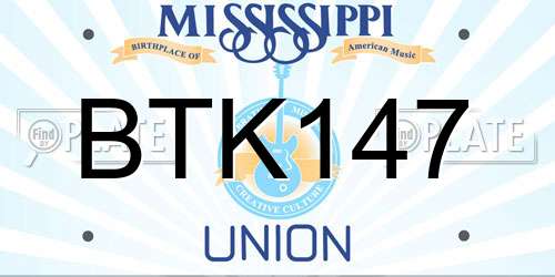 BTK147 Mississippi License Plate