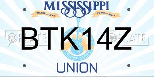 BTK14Z Mississippi License Plate