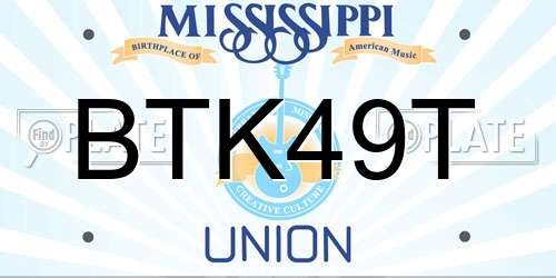 BTK49T Mississippi License Plate