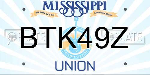 BTK49Z Mississippi License Plate