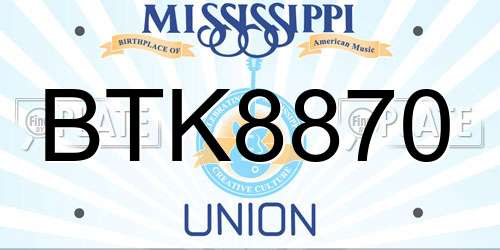 BTK8870 Mississippi License Plate