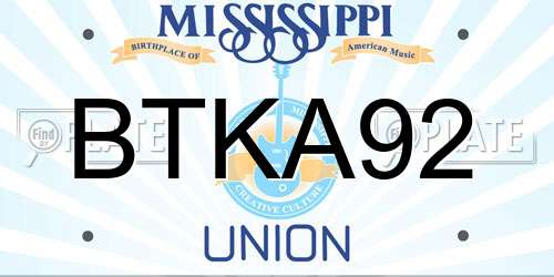 BTKA92 Mississippi License Plate