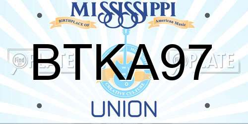 BTKA97 Mississippi License Plate