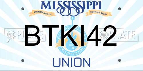 BTKI42 Mississippi License Plate