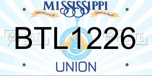 BTL1226 Mississippi License Plate