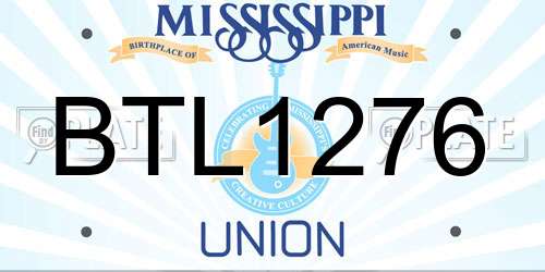 BTL1276 Mississippi License Plate