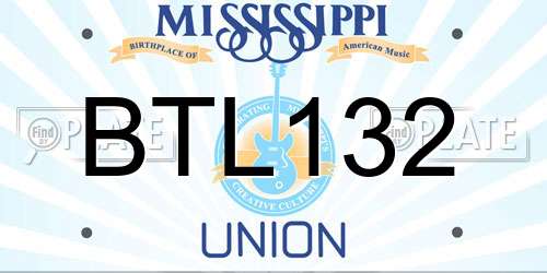 BTL132 Mississippi License Plate