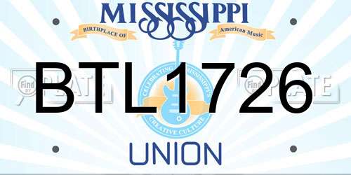 BTL1726 Mississippi License Plate