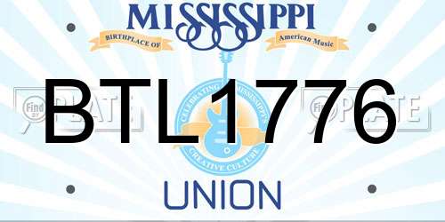 BTL1776 Mississippi License Plate