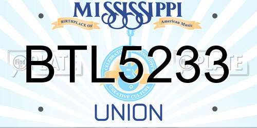 BTL5233 Mississippi License Plate