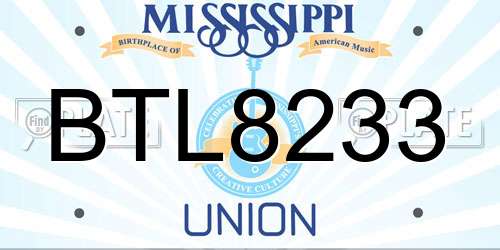 BTL8233 Mississippi License Plate