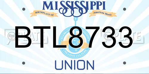BTL8733 Mississippi License Plate