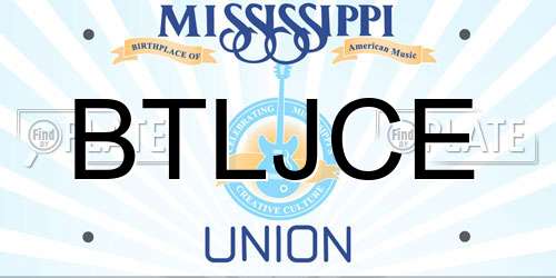 BTLJCE Mississippi License Plate