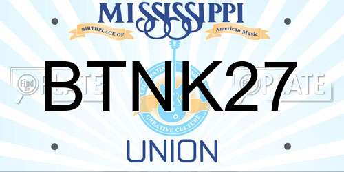 BTNK27 Mississippi License Plate
