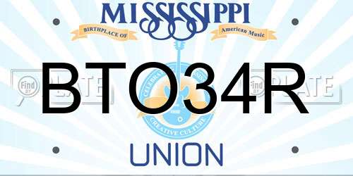 BTO34R Mississippi License Plate