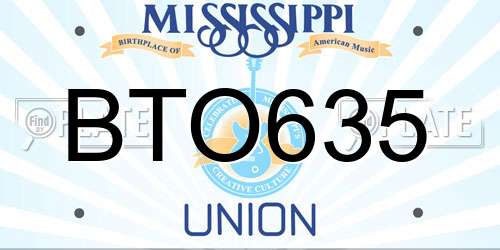 BTO635 Mississippi License Plate