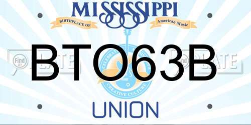BTO63B Mississippi License Plate